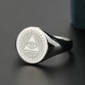 All-seeing Eye of Providence Flat Surface Ring with 10K Gold, Rose Gold or Platinum Freemasonry Europe and America Fashion Personality Men Rings Original Design