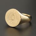 All-seeing Eye of Providence Flat Surface Ring with 14K Gold, Rose Gold or Platinum Freemasonry Europe and America Fashion Personality Men Rings Original Design