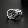 All-seeing Eye of Providence Three-dimensional Ring with 10K Gold, Rose Gold or Platinum Freemasonry Europe and America Fashion Personality Men Rings Original Design