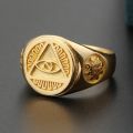 All-seeing Eye of Providence Three-dimensional Ring with 10K Gold, Rose Gold or Platinum Freemasonry Europe and America Fashion Personality Men Rings Original Design