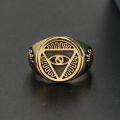 All-seeing Eye of Providence Three-dimensional Ring with 10K Gold, Rose Gold or Platinum Freemasonry Europe and America Fashion Personality Men Rings Original Design