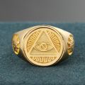 All-seeing Eye of Providence Three-dimensional Ring with 10K Gold, Rose Gold or Platinum Freemasonry Europe and America Fashion Personality Men Rings Original Design