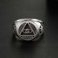 All-seeing Eye of Providence Three-dimensional Ring with 10K Gold, Rose Gold or Platinum Freemasonry Europe and America Fashion Personality Men Rings Original Design