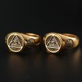 All-seeing Eye of Providence Three-dimensional Ring with 10K Gold, Rose Gold or Platinum Freemasonry Europe and America Fashion Personality Men Rings Original Design