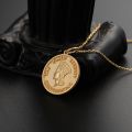 Ancient Rome U.S.A Statue of Liberty Small gold coin Necklace with 10K Gold, Rose Gold or Platinum Vintage Coin Pendant Customized