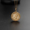 Ancient Rome U.S.A Statue of Liberty Small gold coin Necklace with 10K Gold, Rose Gold or Platinum Vintage Coin Pendant Customized