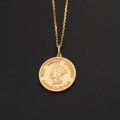 Ancient Rome U.S.A Statue of Liberty Small gold coin Necklace with 10K Gold, Rose Gold or Platinum Vintage Coin Pendant Customized