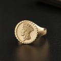 Ancient Rome U.S.A Statue of Liberty Small gold coin Ring with 10K Gold, Rose Gold or Platinum Vintage Customized