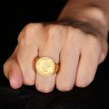 Ancient Rome U.S.A Statue of Liberty Small gold coin Ring with 14K Gold, Rose Gold or Platinum Vintage Customized