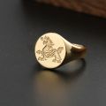 Brave Troops Pi Xiu Diamond Ring 18k Gold Set With Natural Diamonds Auspicious Animal Chinese Style State Tide Retro Seal Badge