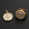 Britain Moon and Sixpence Love Lucky Coin Pendant with 10K Gold, Rose Gold or Platinum Queens Vintage Coins Necklace Customized