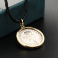 Britain Moon and Sixpence Love Lucky Coin Pendant with 10K Gold, Rose Gold or Platinum Queens Vintage Coins Necklace Customized