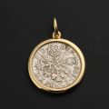 Britain Moon and Sixpence Love Lucky Coin Pendant with 10K Gold, Rose Gold or Platinum Queens Vintage Coins Necklace Customized