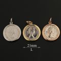 Britain Moon and Sixpence Love Lucky Coin Pendant with 10K Gold, Rose Gold or Platinum Queens Vintage Coins Necklace Customized