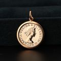 Britain Moon and Sixpence Love Lucky Coin Pendant with 10K Gold, Rose Gold or Platinum Queens Vintage Coins Necklace Customized