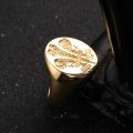 British Royal Family Badge Ring 18k Gold Vintage Seal European And American Fashion Tail Ring Light Luxury Custom