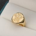 British Royal Family Badge Ring 18k Gold Vintage Seal European And American Fashion Tail Ring Light Luxury Custom