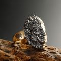 Buddha vs Demon Ring - 18K Yellow Gold and White Gold, Unique Chinese-Style Customizable Male Ring