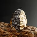 Buddha vs Demon Ring - 18K Yellow Gold and White Gold, Unique Chinese-Style Customizable Male Ring