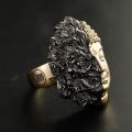 Buddha vs Demon Ring - 18K Yellow Gold and White Gold, Unique Chinese-Style Customizable Male Ring