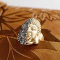 Buddha vs Demon Ring - 18K Yellow Gold and White Gold, Unique Chinese-Style Customizable Male Ring