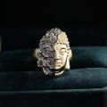 Buddha vs Demon Ring - 18K Yellow Gold and White Gold, Unique Chinese-Style Customizable Male Ring