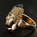 Buddha vs Demon Ring - 18K Yellow Gold and White Gold, Unique Chinese-Style Customizable Male Ring