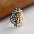 Buddha vs Demon Ring - 18K Yellow Gold and White Gold, Unique Chinese-Style Customizable Male Ring