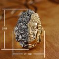 Buddha vs Demon Ring - 18K Yellow Gold and White Gold, Unique Chinese-Style Customizable Male Ring