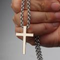 Cross Necklace Mens 10K Gold Platinum Rose Big Cross Pendant Retro Classic Simple