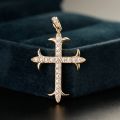 Diamond Cross Pendant for Men 10K Real Yellow White Rose Gold Platinum Crucifix Necklace for Women 0.7 / 2.2 ct.