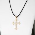 Diamond Cross Pendant for Men 10K Real Yellow White Rose Gold Platinum Crucifix Necklace for Women 0.7 / 2.2 ct.