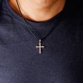 Diamond Cross Pendant for Men 10K Real Yellow White Rose Gold Platinum Crucifix Necklace for Women 0.7 / 2.2 ct.