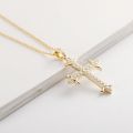 Diamond Cross Pendant for Men 10K Real Yellow White Rose Gold Platinum Crucifix Necklace for Women 0.7 / 2.2 ct.