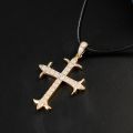 Diamond Cross Pendant for Men 10K Real Yellow White Rose Gold Platinum Crucifix Necklace for Women 0.7 / 2.2 ct.