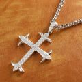 Diamond Cross Pendant for Men 10K Real Yellow White Rose Gold Platinum Crucifix Necklace for Women 0.7 / 2.2 ct.