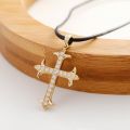 Diamond Cross Pendant for Men 10K Real Yellow White Rose Gold Platinum Crucifix Necklace for Women 0.7 / 2.2 ct.