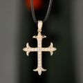 Diamond Cross Pendant for Men 10K Real Yellow White Rose Gold Platinum Crucifix Necklace for Women 0.7 / 2.2 ct.