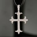 Diamond Cross Pendant for Men 10K Real Yellow White Rose Gold Platinum Crucifix Necklace for Women 0.7 / 2.2 ct.