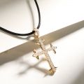 Diamond Cross Pendant for Men 10K Real Yellow White Rose Gold Platinum Crucifix Necklace for Women 0.7 / 2.2 ct.