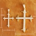 Diamond Cross Pendant for Men 10K Real Yellow White Rose Gold Platinum Crucifix Necklace for Women Zircon 23pcs/27pcs