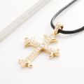 Diamond Cross Pendant for Men 10K Real Yellow White Rose Gold Platinum Crucifix Necklace for Women Zircon 23pcs/27pcs