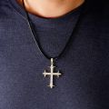 Diamond Cross Pendant for Men 10K Real Yellow White Rose Gold Platinum Crucifix Necklace for Women Zircon 23pcs/27pcs