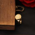 Knight Ring Men Trendy Personality 10K Gold Light Luxury Badge Little Finger Tail Ring Customization