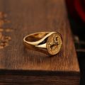 Knight Ring Men Trendy Personality 10K Gold Light Luxury Badge Little Finger Tail Ring Customization