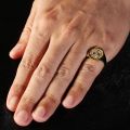 Knight Ring Men Trendy Personality 10K Gold Light Luxury Badge Little Finger Tail Ring Customization