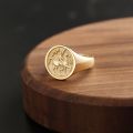 Knight Ring Men Trendy Personality 10K Gold Light Luxury Badge Little Finger Tail Ring Customization