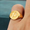 Knight Ring Men Trendy Personality 10K Gold Light Luxury Badge Little Finger Tail Ring Customization