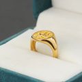 Knight Ring Men Trendy Personality 10K Gold Light Luxury Badge Little Finger Tail Ring Customization