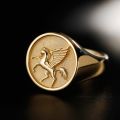 Poetry and Far Away Pegasus God of Hope Ring in 10K Gold Platinum Devise Light luxury